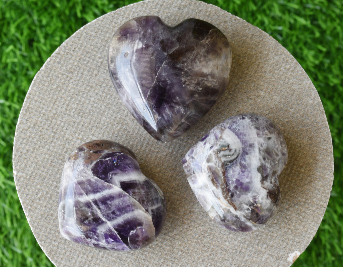 Polished Amethyst Heart Crystal, 2 Inch Pocket Heart Large Puffy Crystal Heart | Hearts | Wiccan Center