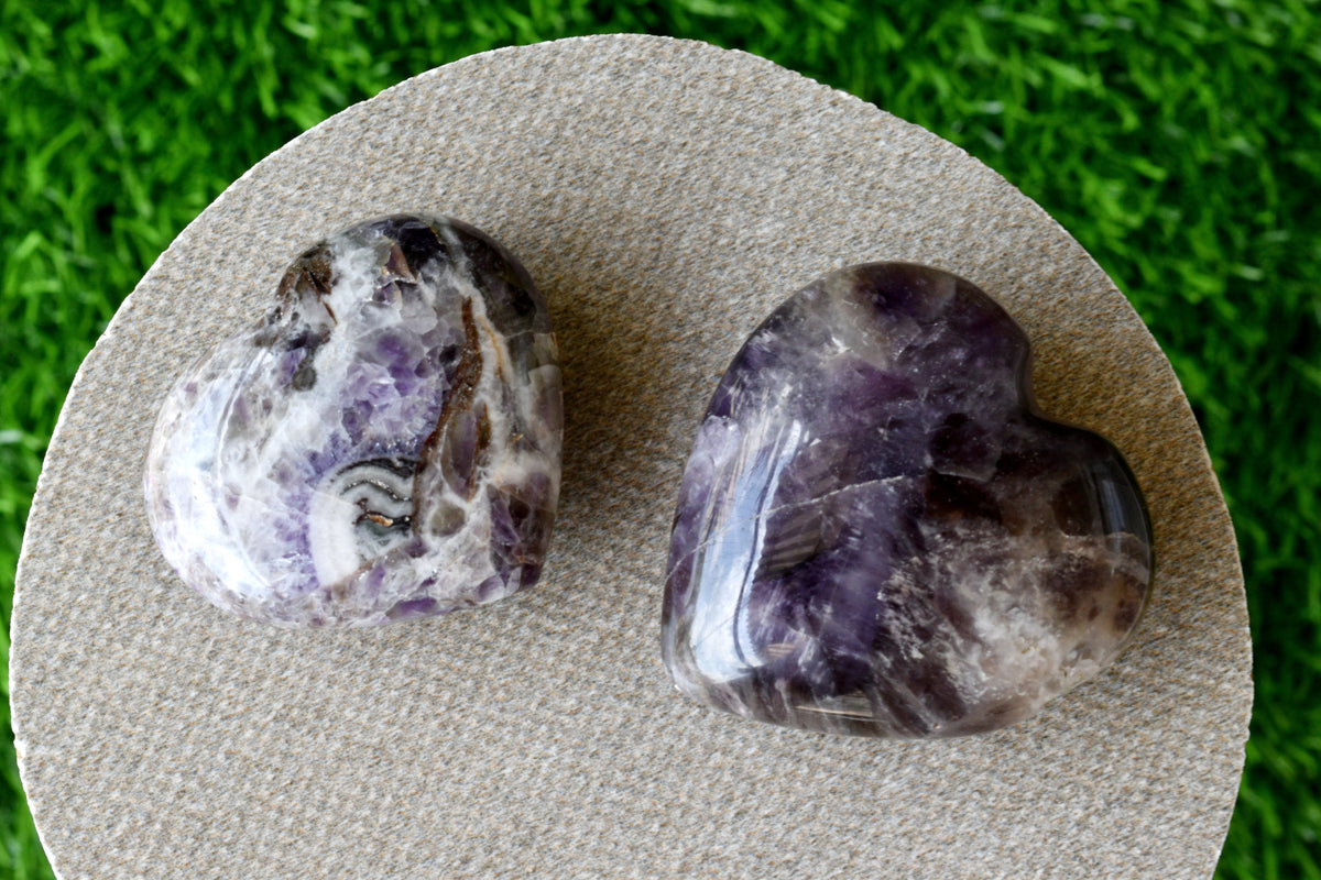 Polished Amethyst Heart Crystal, 2 Inch Pocket Heart Large Puffy Crystal Heart | Hearts | Wiccan Center