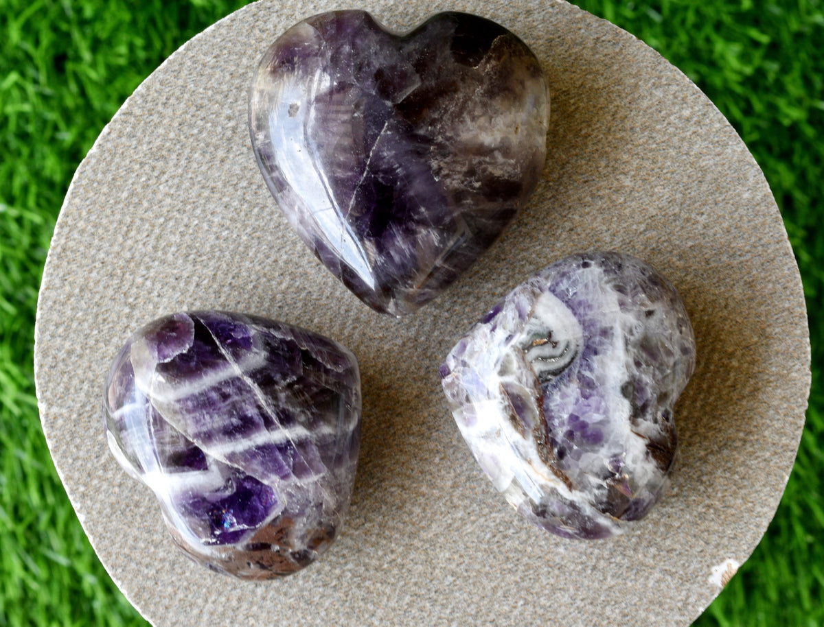 Polished Amethyst Heart Crystal, 2 Inch Pocket Heart Large Puffy Crystal Heart | Hearts | Wiccan Center