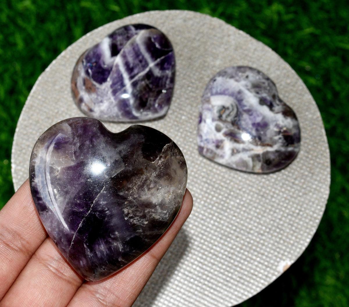 Polished Amethyst Heart Crystal, 2 Inch Pocket Heart Large Puffy Crystal Heart | Hearts | Wiccan Center