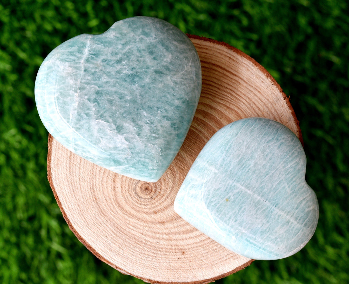 Amazonite Heart Crystal, Puffy Mini 2 Inch Pocket Crystal Heart