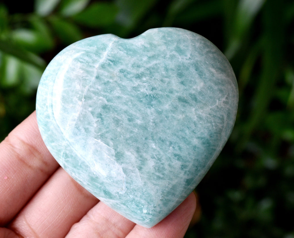 Amazonite Heart Crystal, Puffy Mini 2 Inch Pocket Crystal Heart