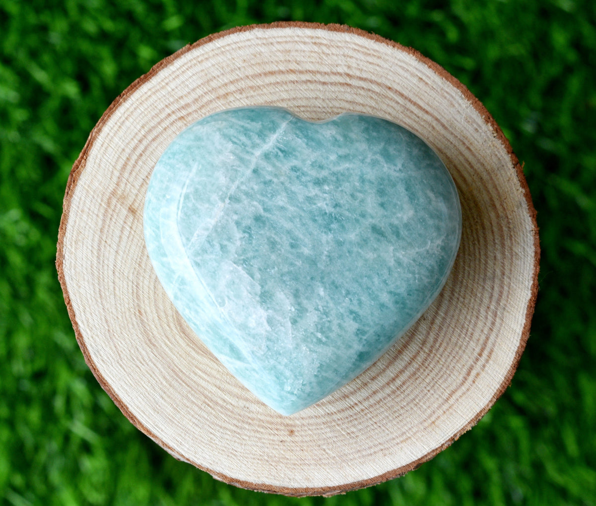 Amazonite Heart Crystal, Puffy Mini 2 Inch Pocket Crystal Heart