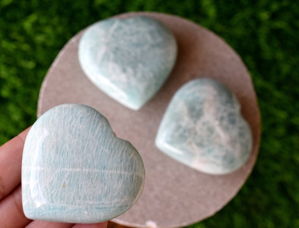 Amazonite Heart Crystal, Puffy Mini 2 Inch Pocket Crystal Heart