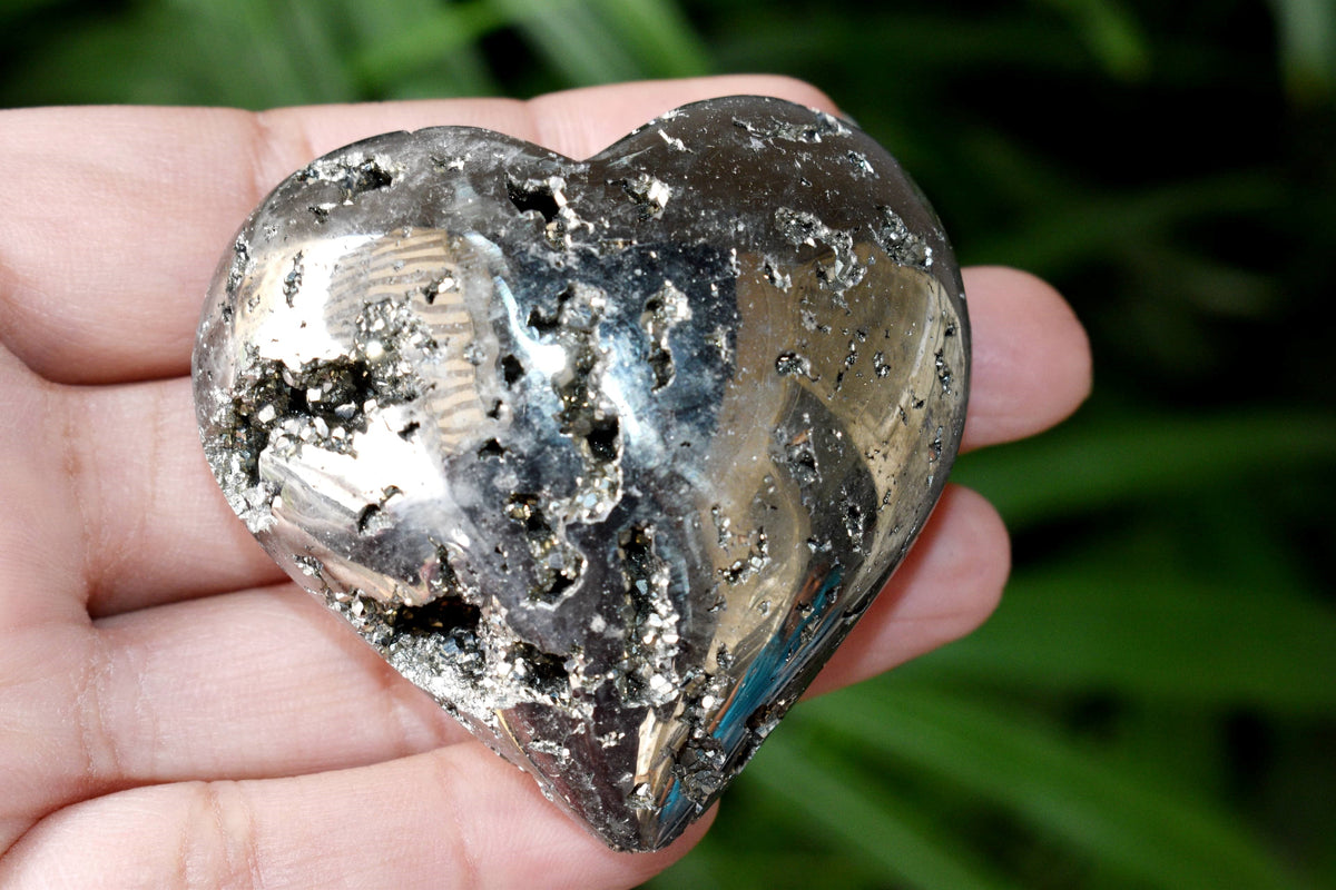 Polished Pyrite Druzy Heart Crystal, Puffy Mini 2 Inch Pocket Crystal Heart | Hearts | Wiccan Center