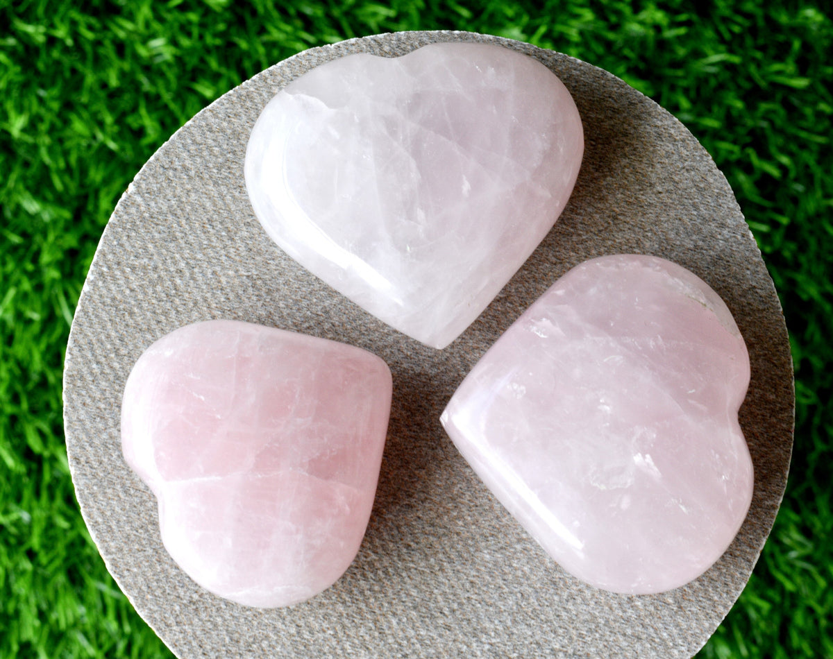 Polished Rose Quartz Heart Crystal, Puffy Mini 2 Inch Pocket Crystal Heart | Hearts | Wiccan Center