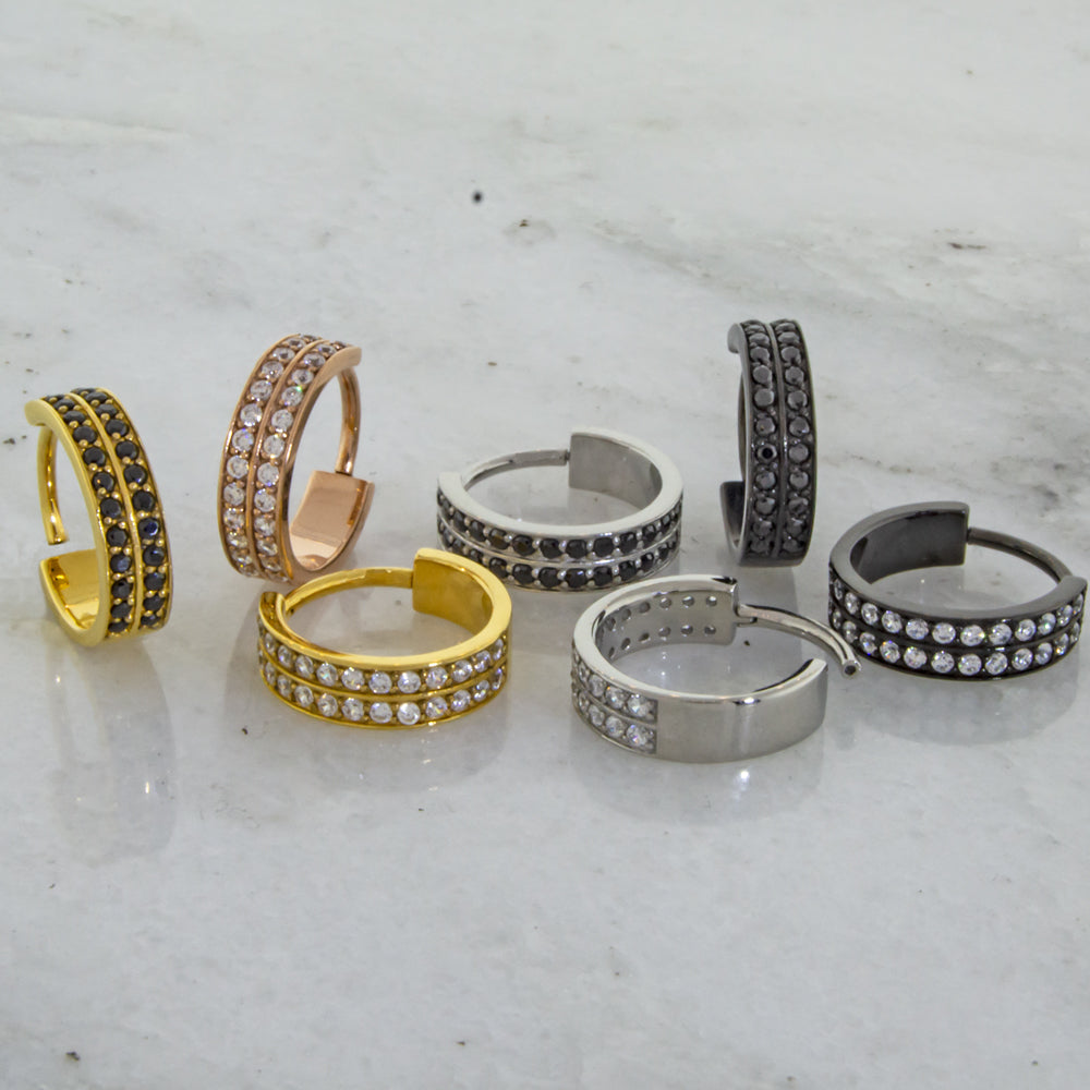 16G Steel Hinged Segment Rings With Double Row Gems | Body Jewelry | Wiccan Center