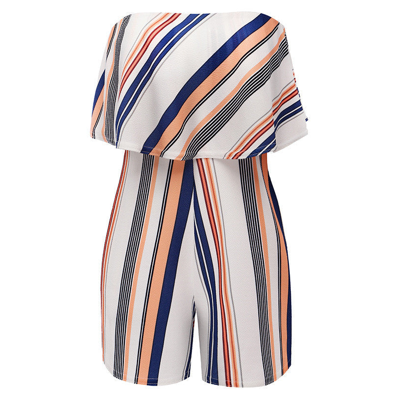 Floral Print Ruffles Strapless Rompers Summer Pleated Chest Wrapped Playsuits Womens Jumpsuit | Jumpsuit | Wiccan Center