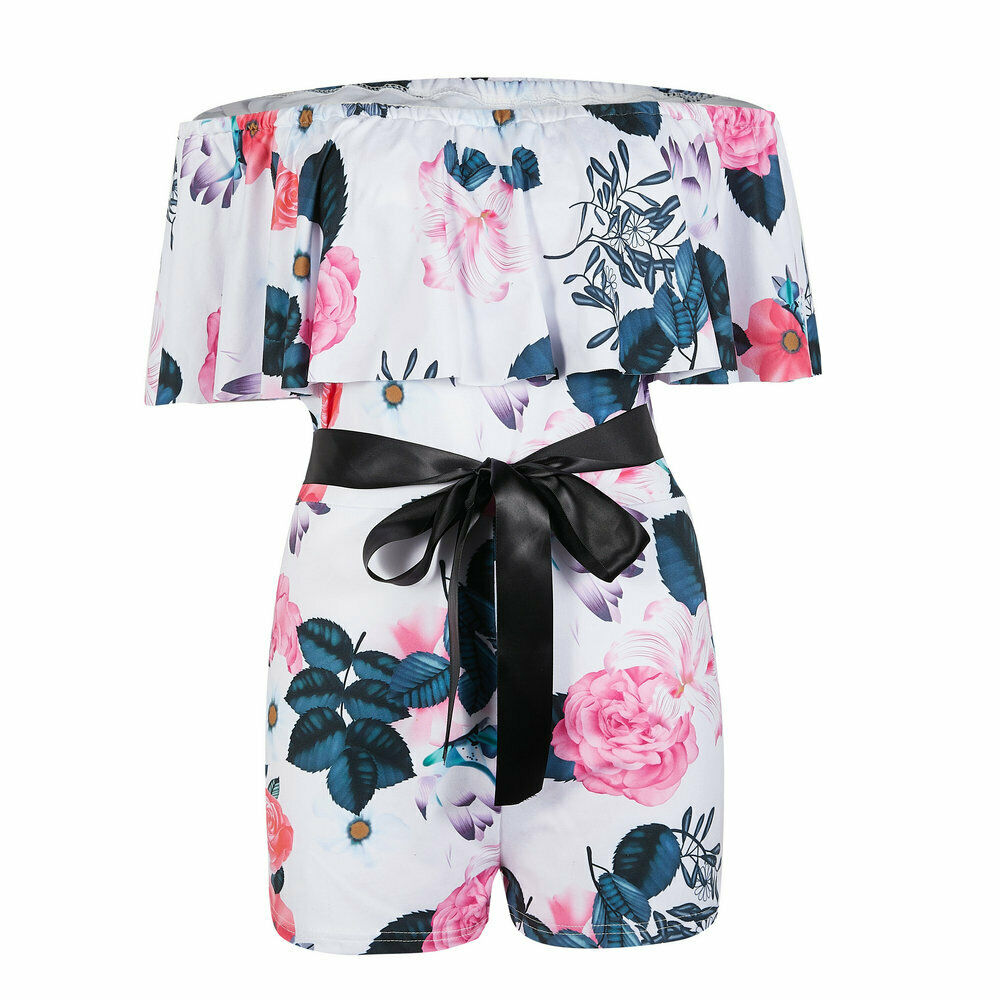 Boho Women Off Shoulder Floral Bodycon Romper Jumpsuit Summer Club Tights Bodysuit | Jumpsuit | Wiccan Center
