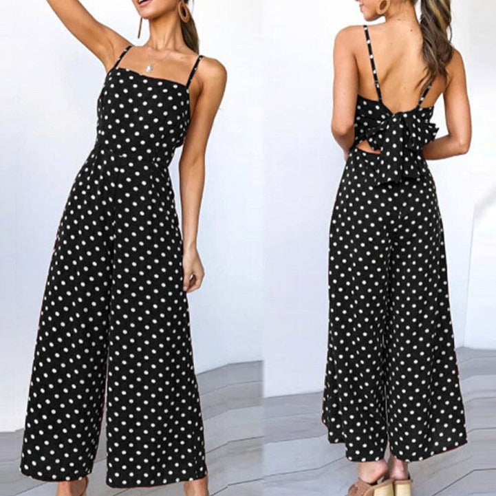 Sleeveless Backless Boho Bow-knot Dot Jumpsuits Women 2022 Summer Romper | Jumpsuit | Wiccan Center