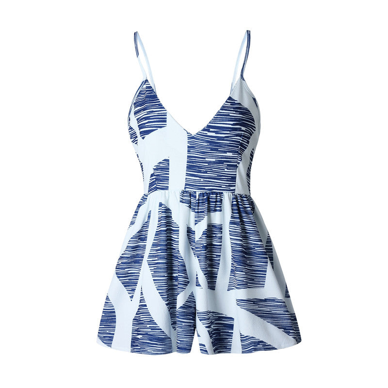 Floral Print Ruffles Strapless Rompers Summer Pleated Chest Wrapped Playsuits Womens Jumpsuit | Jumpsuit | Wiccan Center
