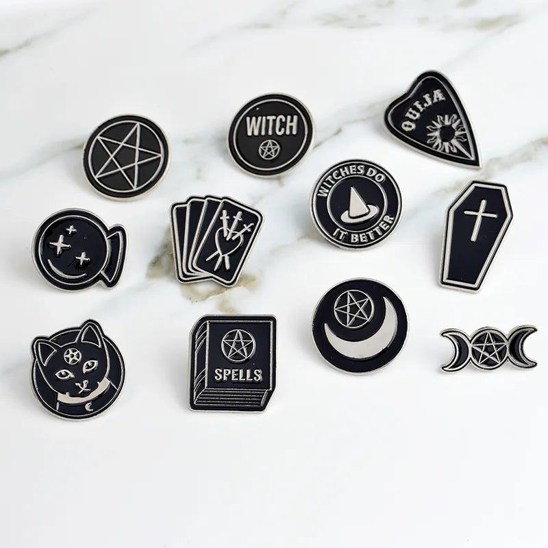 Black & White Witchy Pins | Pins | Wiccan Center