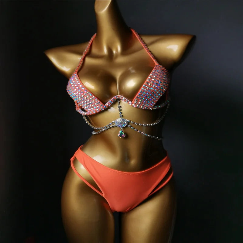 The Venus Vacation Classic Crystal Bikini – Ultra-Glam Rhinestone Showgirl Swim Set | Costume Sets | Wiccan Center