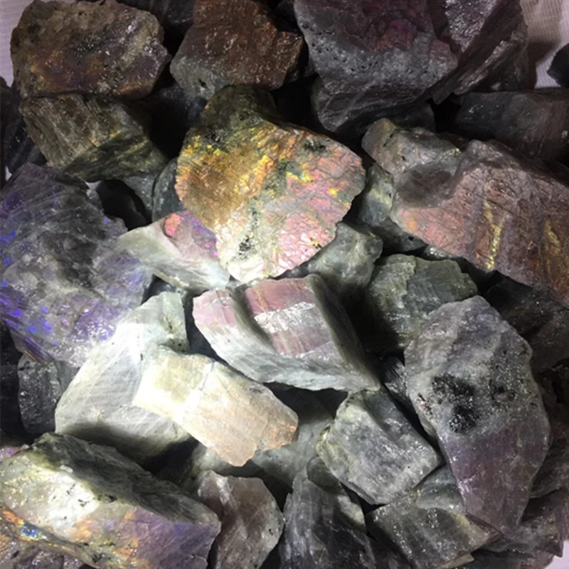 Natural Raw Labradorite Tumbled Rough Stones Quartz Purple Crystals Mineral Energy Stone Healing Decorate
