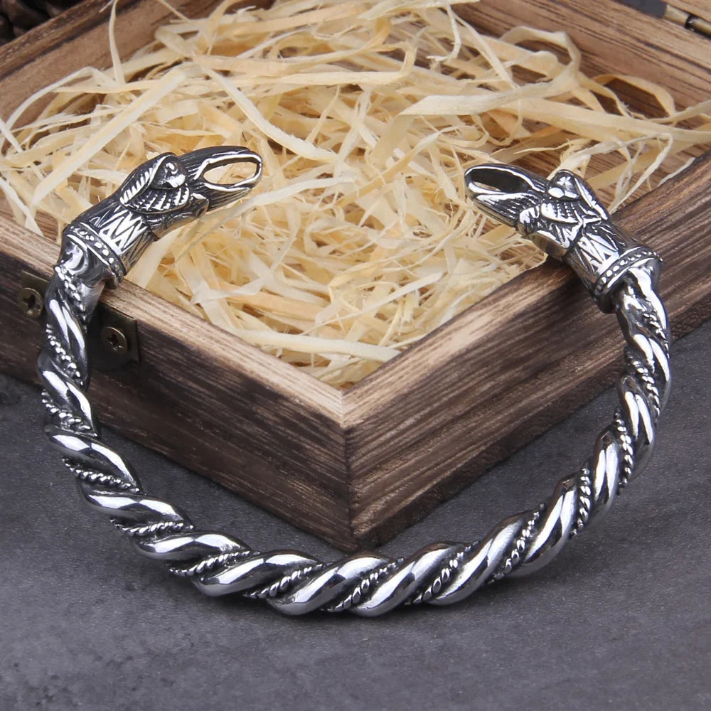 stainless steel raven Bracelet Indian Jewelry Fashion Accessories Viking Bracelet Men Wristband Cuff Bracelets For Women Bangles