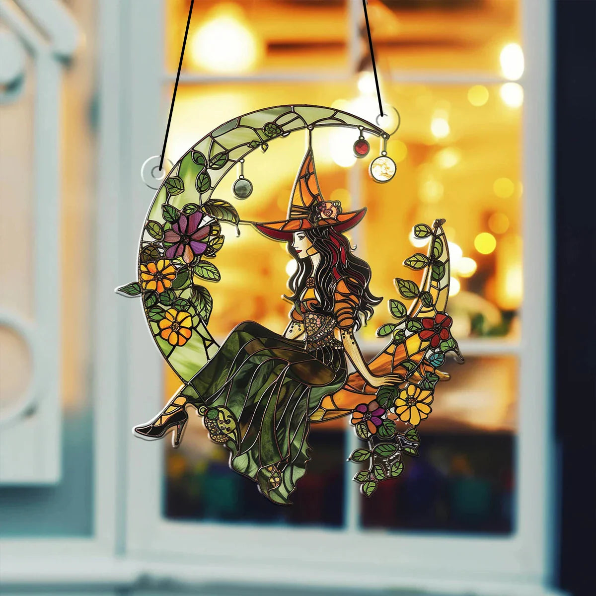 Green Witch Moon Sun Catcher | home decor | Wiccan Center