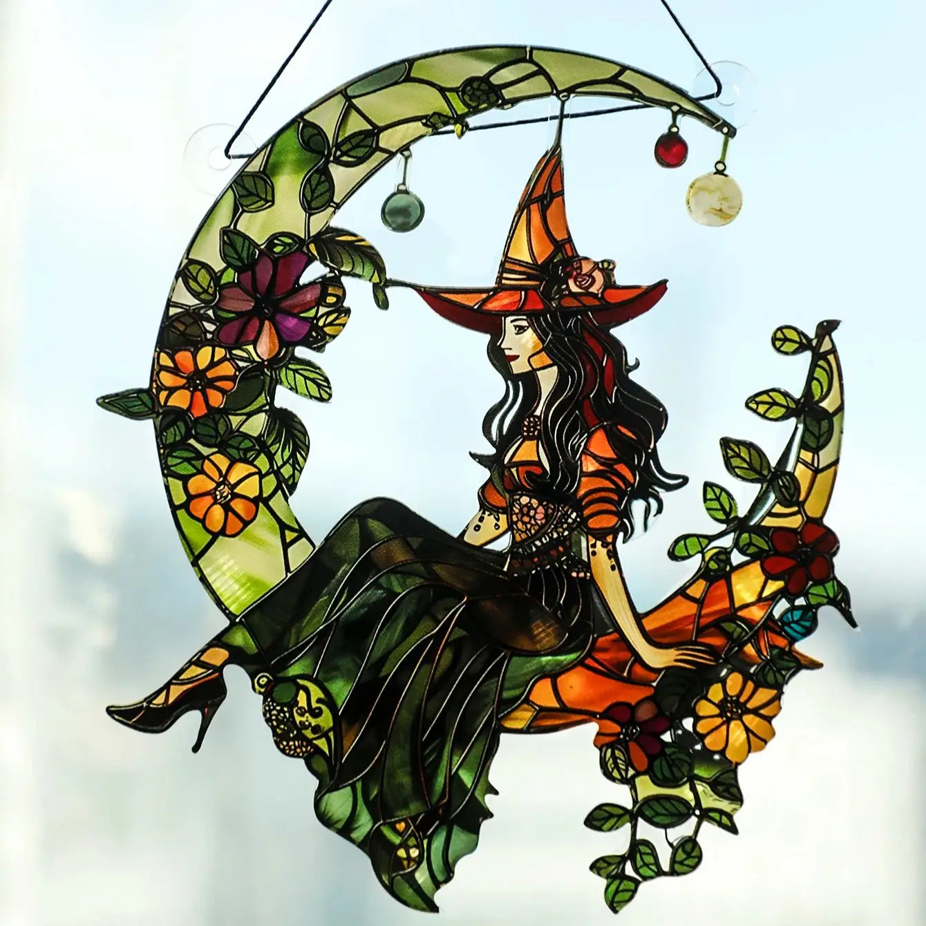 Green Witch Moon Sun Catcher | home decor | Wiccan Center