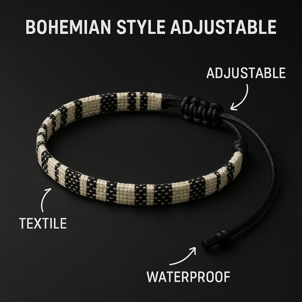 Hand-Woven Bohemian Adjustable Bracelet | Waterproof Woven Cord Jewelry | Christmas & Everyday Wear