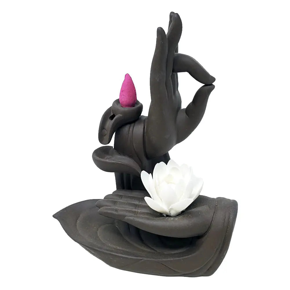 Hand & Lotus Backflow Burner | Incense Burner | Wiccan Center