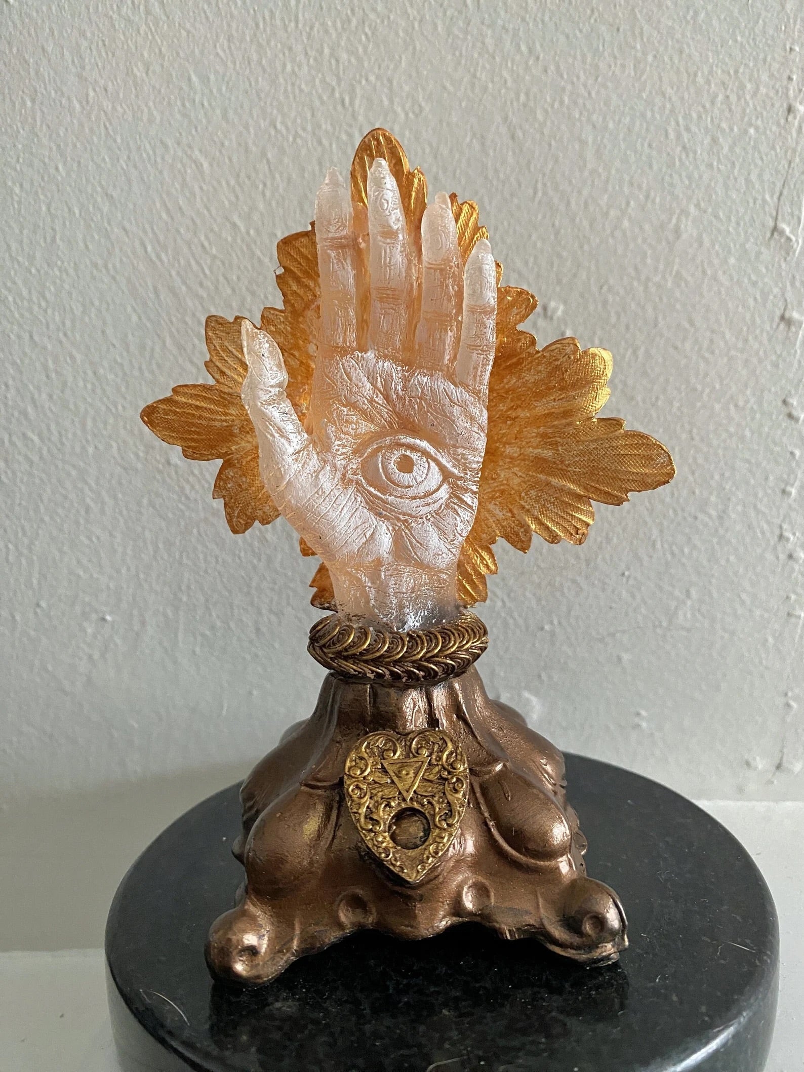 Hand of Protection Relic, Hamsa with LED tea light