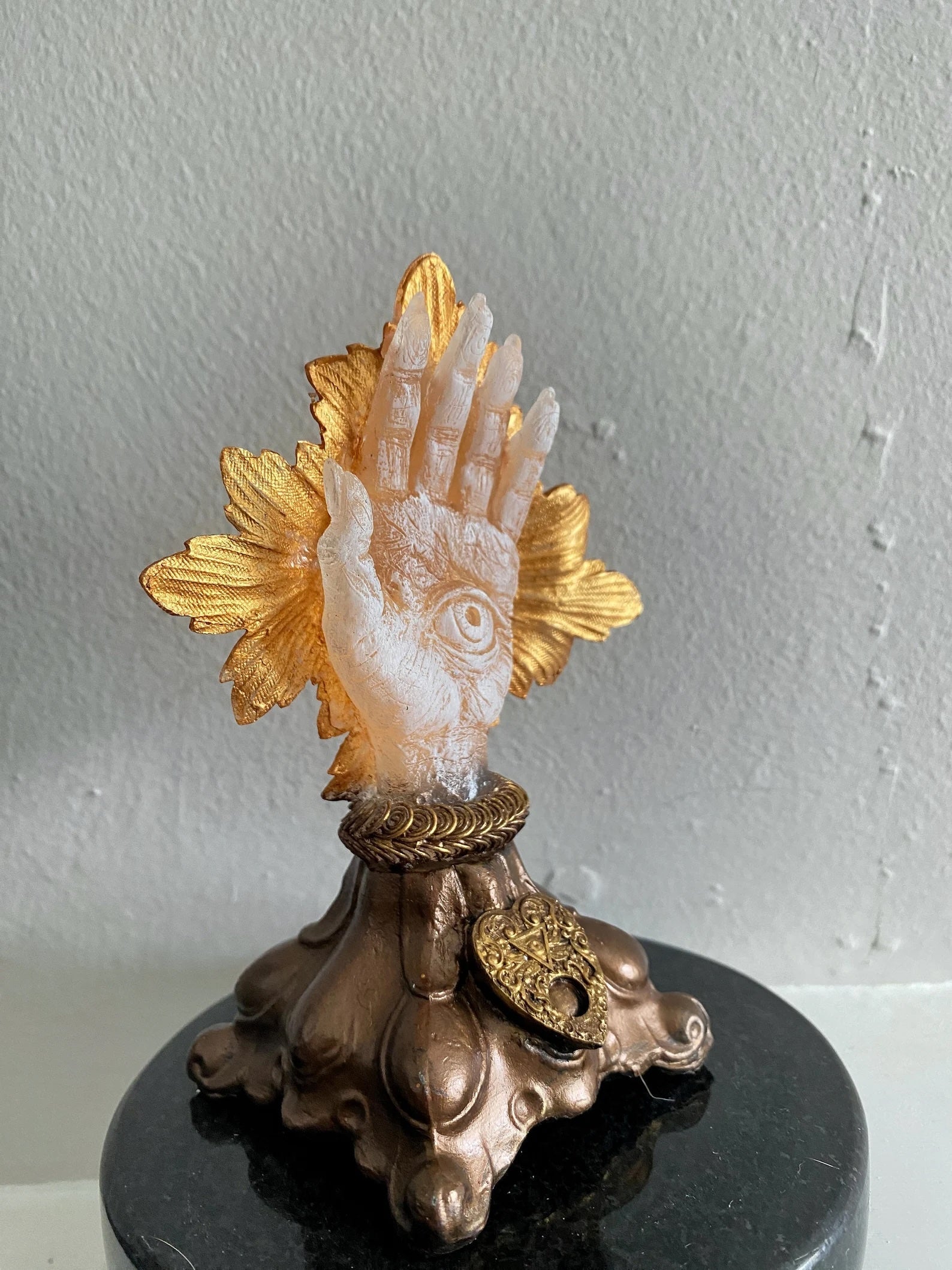 Hand of Protection Relic, Hamsa with LED tea light