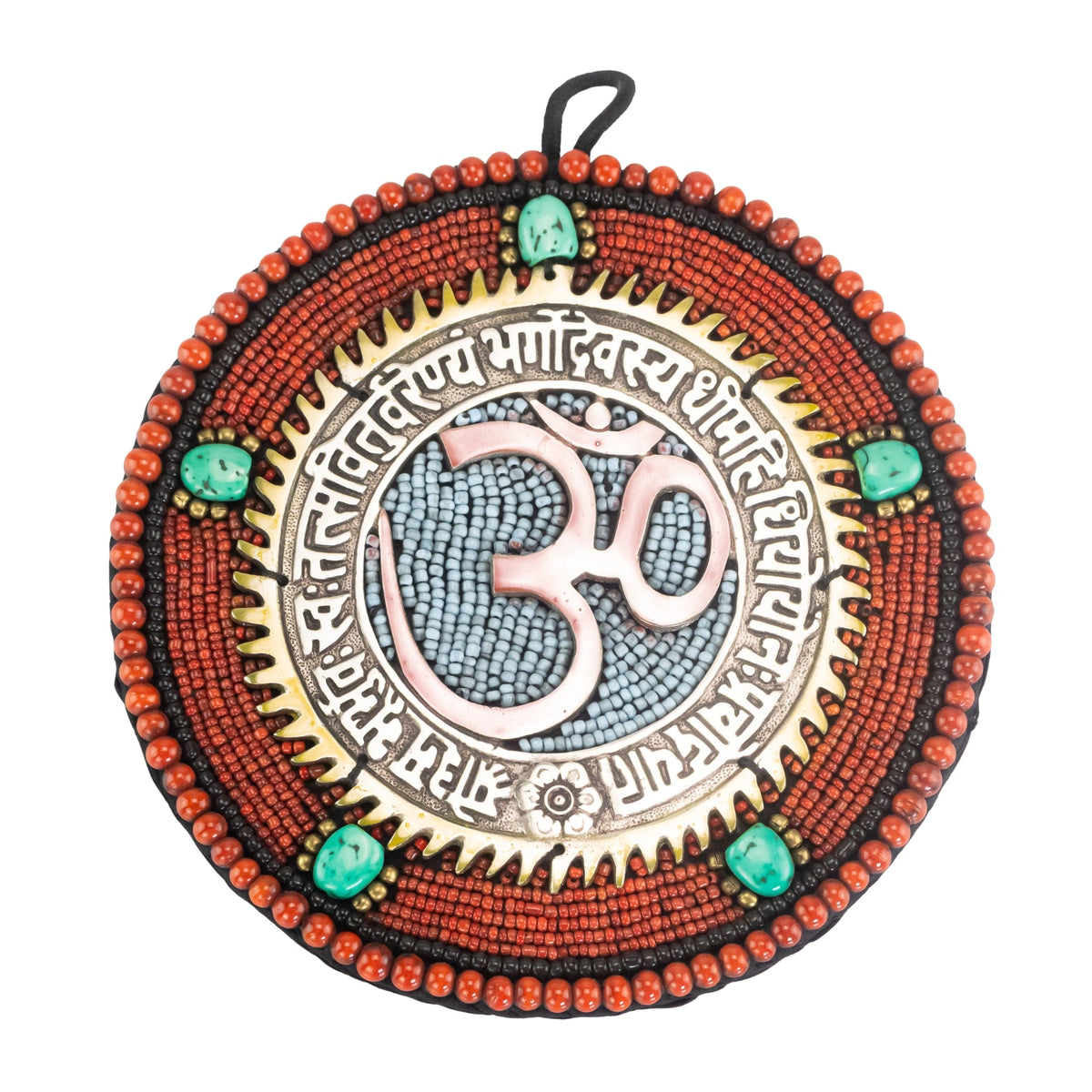 Hanging Brass OM with Beads | | Wiccan Center