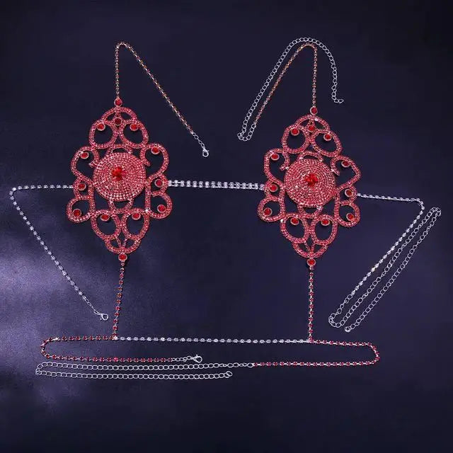Luxury Rhinestone Lingerie Body Chain Set – Shimmering Crystal Bra & Thong Waist Harness Set for Festivals, Raves & Exotic Clubwear | Body Chains | Wiccan Center