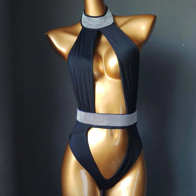 Classic Rhinestone Push-Up Performance Set – Shimmering Crystal Bandage Costume & Bling Two-Piece for GoGo Dancers & Festivals | Costume Sets | Wiccan Center
