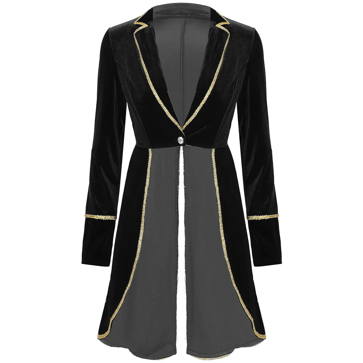 Velvet Circus Ringmaster Gold-Trimmed Swallow-Tail Blazer Coat | Jackets | Wiccan Center