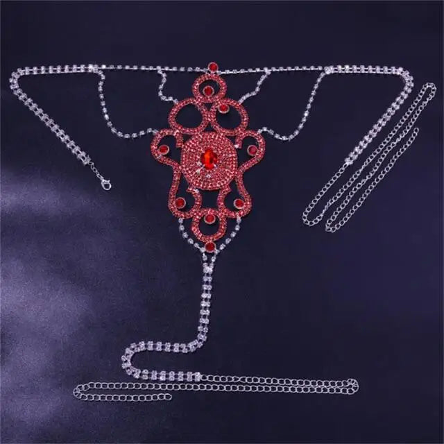 Luxury Rhinestone Lingerie Body Chain Set – Shimmering Crystal Bra & Thong Waist Harness Set for Festivals, Raves & Exotic Clubwear | Body Chains | Wiccan Center