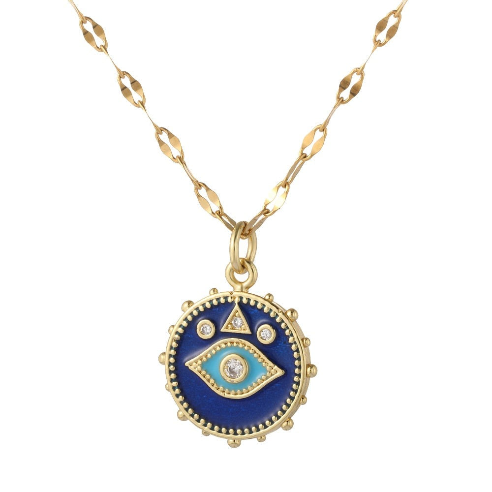 Boho Evil Bllue Eye Necklace for Women Men Snake All-seeing Eye Collar Necklace | Necklaces | Wiccan Center