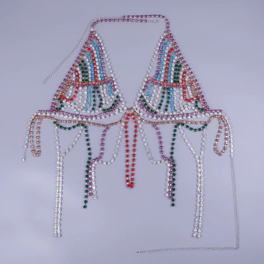 Luxury Crystal Tassel Chest & Waist Chain Bikini Jewelry Set