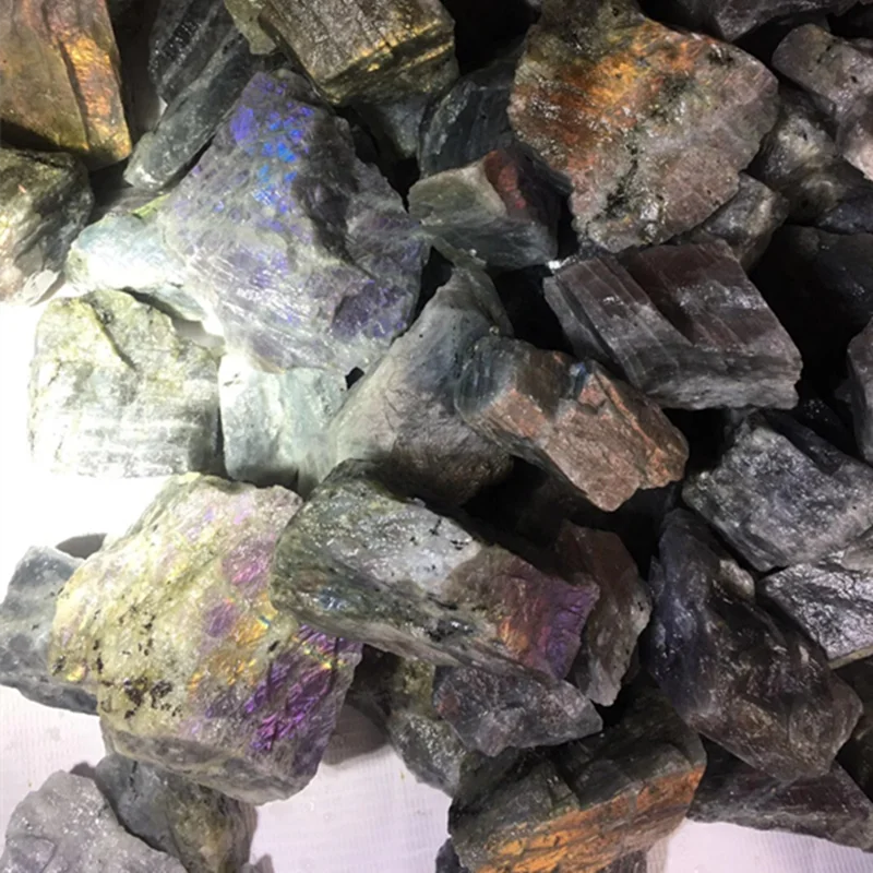 Natural Raw Labradorite Tumbled Rough Stones Quartz Purple Crystals Mineral Energy Stone Healing Decorate