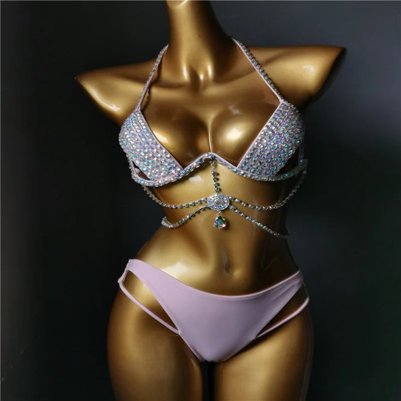 The Venus Vacation Classic Crystal Bikini – Ultra-Glam Rhinestone Showgirl Swim Set | Costume Sets | Wiccan Center