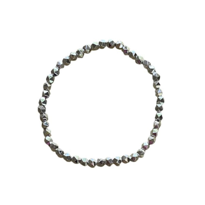 Hematite Bracelet 4 mm Cut Round Beads - Grounding Protection with Elegant Precision | Bracelets | Wiccan Center