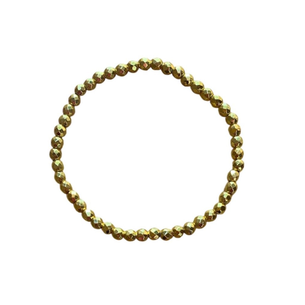 Hematite Bracelet 4 mm Faceted Round Beads - Sparkling Grounding Energy with Elegant Design | Bracelets | Wiccan Center