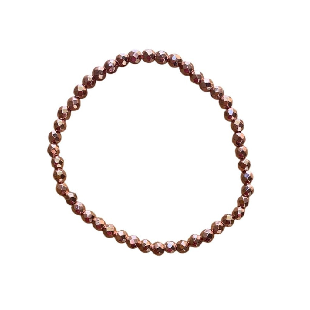 Hematite Bracelet 4 mm Faceted Round Beads - Sparkling Grounding Energy with Elegant Design | Bracelets | Wiccan Center