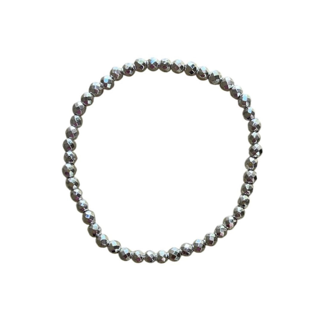 Hematite Bracelet 4 mm Faceted Round Beads - Sparkling Grounding Energy with Elegant Design | Bracelets | Wiccan Center