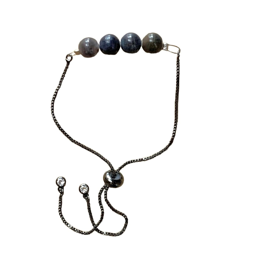 Sapphire Round Beads Bar Bracelet with Adjustable Chain (September) | Bracelets | Wiccan Center
