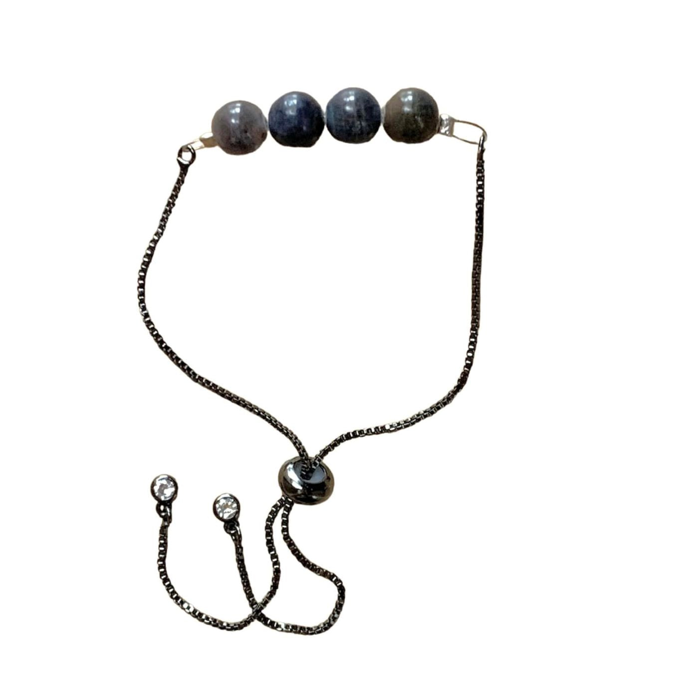 Sapphire Round Beads Bar Bracelet with Adjustable Chain (September) | Bracelets | Wiccan Center