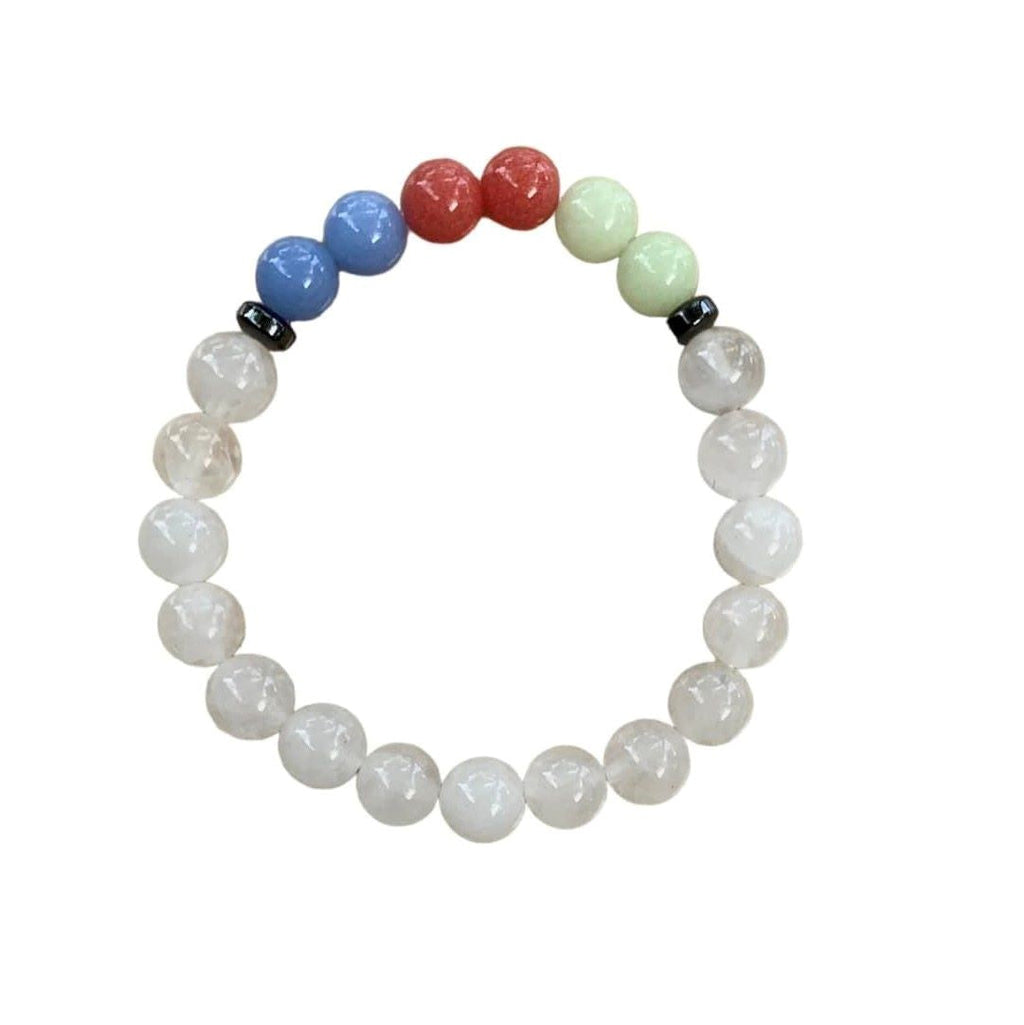 Aragonite Multi with Clear Quartz Bracelet 8 mm Round Beads - Naturally Glows in the Dark | Bracelets | Wiccan Center