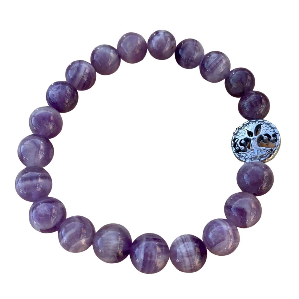 Chevron Amethyst Bracelet 8 mm Round Beads | Bracelets | Wiccan Center