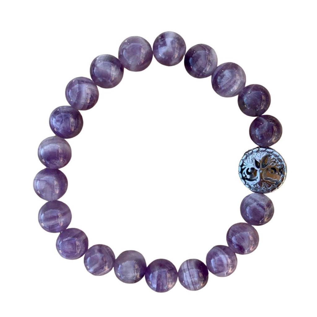 Chevron Amethyst Bracelet 8 mm Round Beads | Bracelets | Wiccan Center