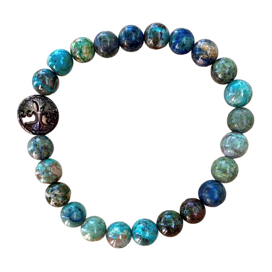 Chrysocholla Bracelet 8 mm Round Beads | Bracelets | Wiccan Center