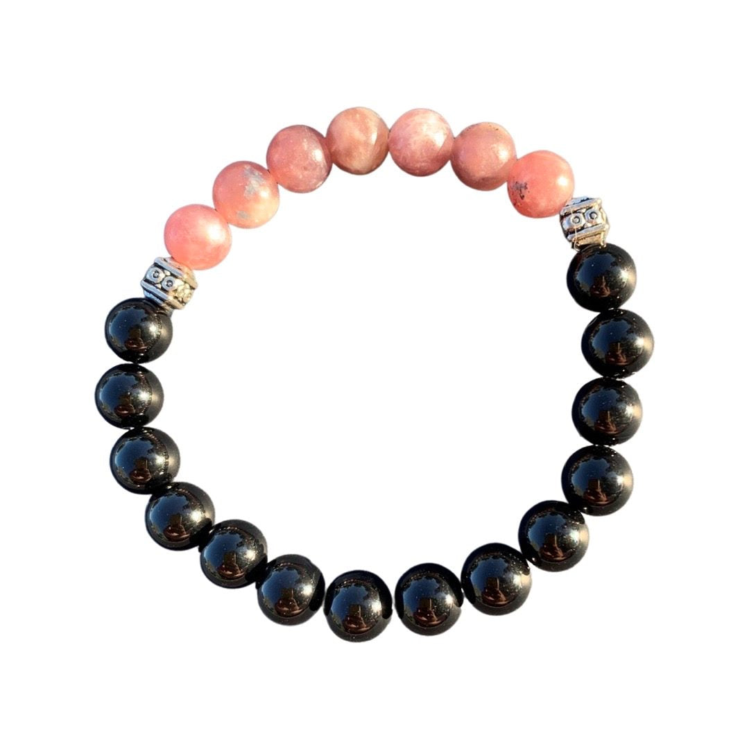 Grief Relief Bracelet 8 mm Lepidolite and Black Onyx Round Beads | | Wiccan Center