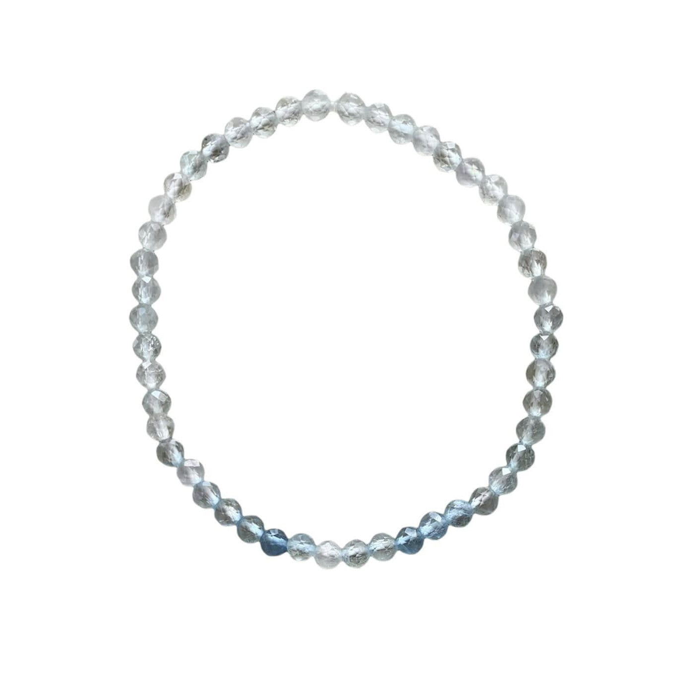 Aqumarine Bracelet 4 mm Faceted Round Beads – Calming and Serenity | Bracelets | Wiccan Center