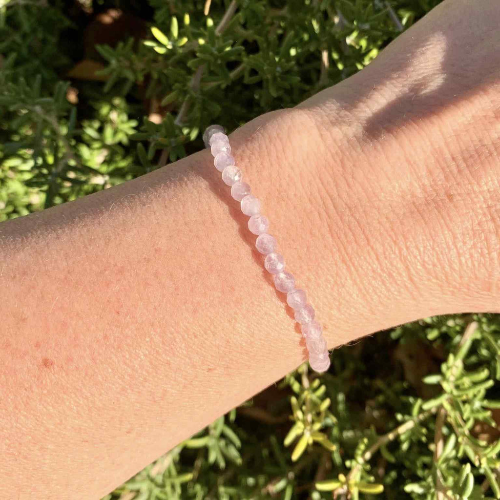 Lavender Amethyst Bracelet 4 mm Faceted Round Beads | Bracelets | Wiccan Center