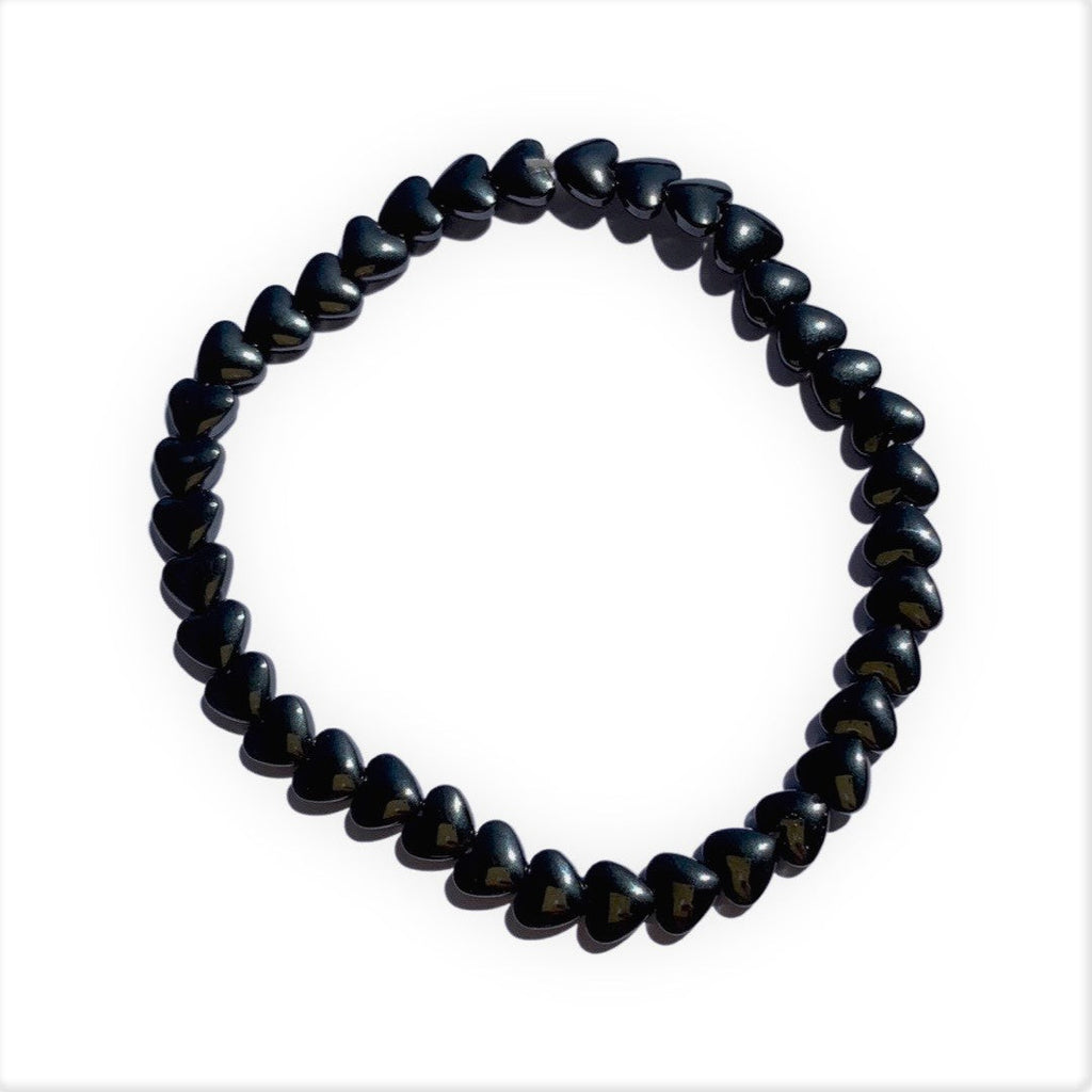 Hematite Bracelet – Grounding and Calming Energy Puffy Heart 6mm Beads | Bracelets | Wiccan Center