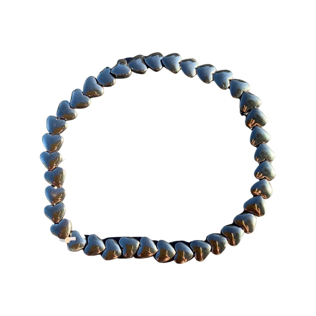 Hematite Bracelet – Grounding and Calming Energy Puffy Heart 6mm Beads | Bracelets | Wiccan Center