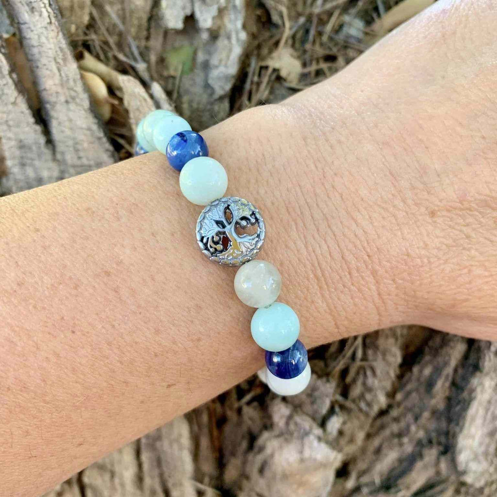 Honest Communication Bracelet 8 mm Blue Kyanite, Aquamarine, Amazonite | | Wiccan Center